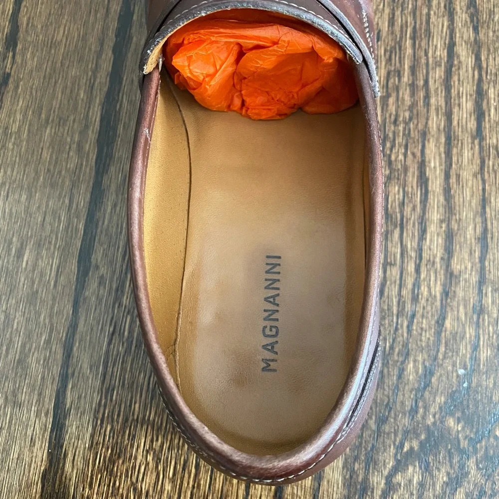 Magnanni Brown Leather Penny Loafers